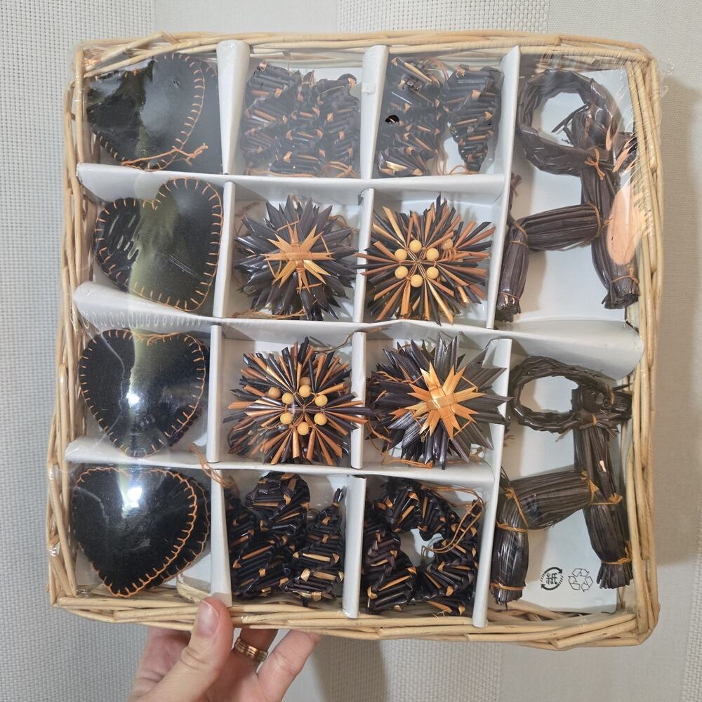 Ikea 42 Straw‎ Wicker Style Christmas Ornaments In Box
